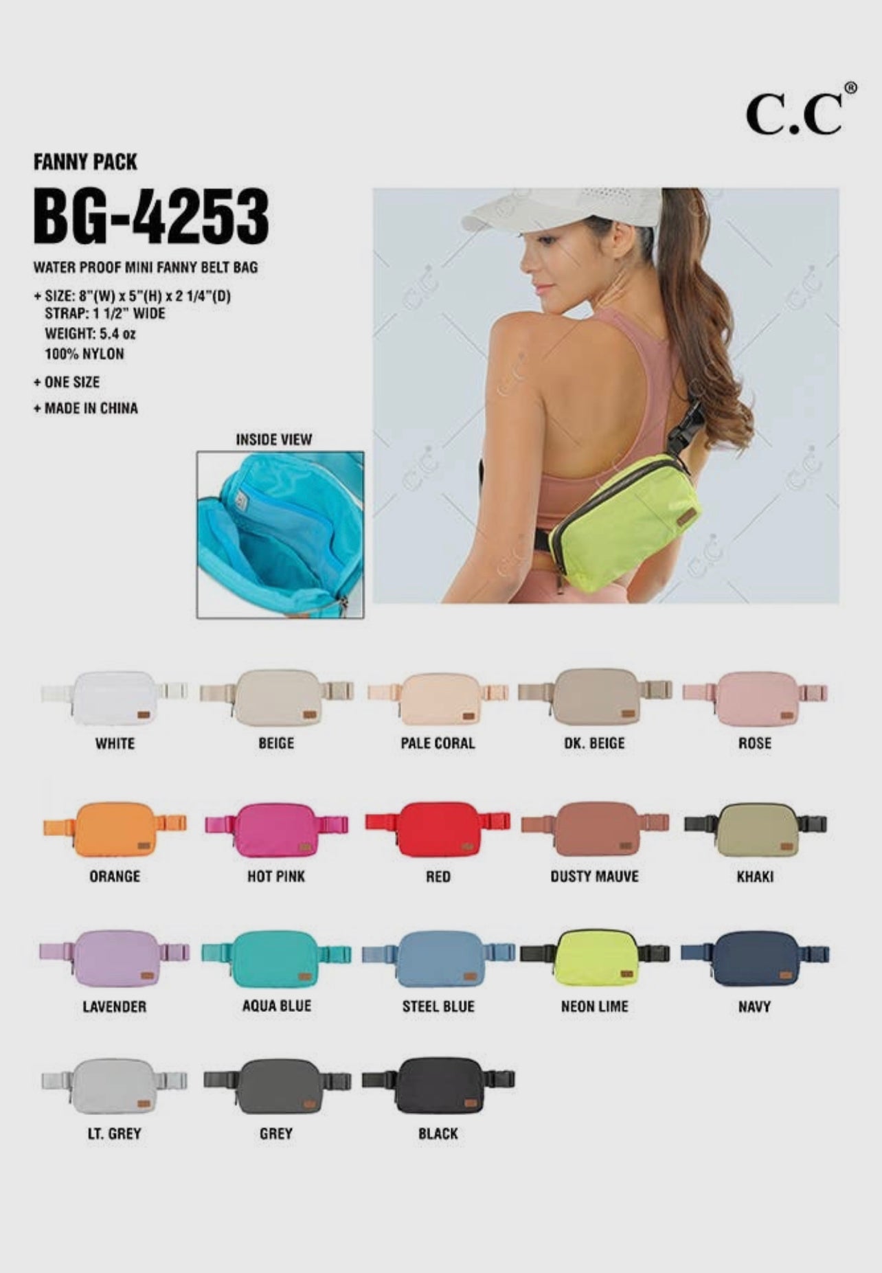 C.C. Water Proof Mini Fanny Belt Bag