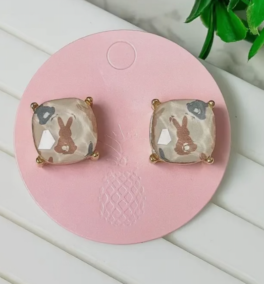 Bunny Print Stud Earrings