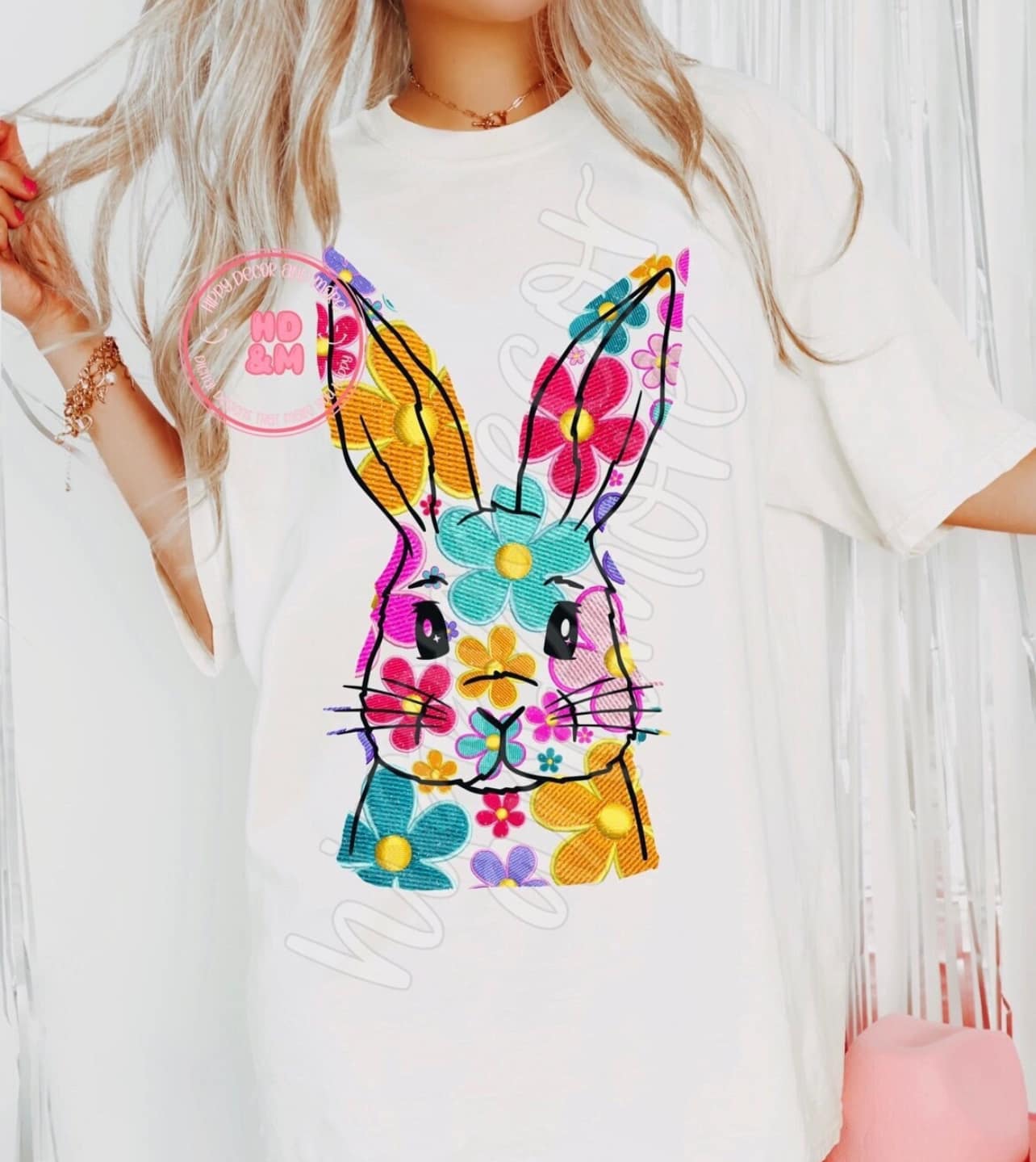 Faux Embroidered Spring Bunny T-shirt