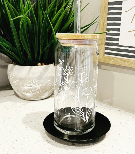 Wild Flowers Coffee Glass Can