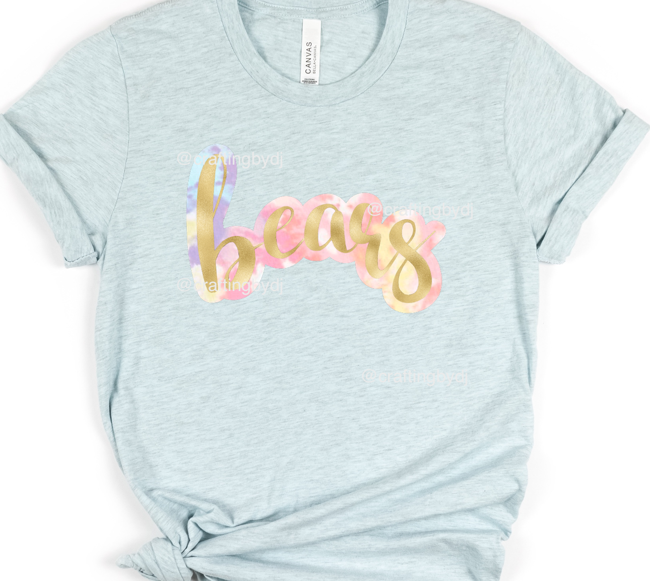 Gold Foil Tye Dye Pastel Script Tee