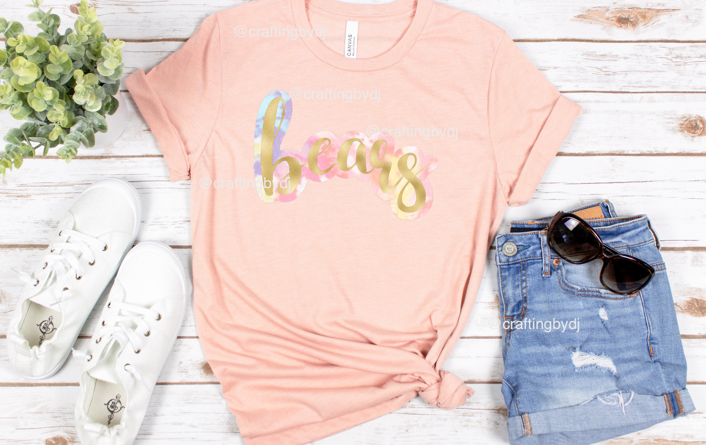 Gold Foil Tye Dye Pastel Script Tee