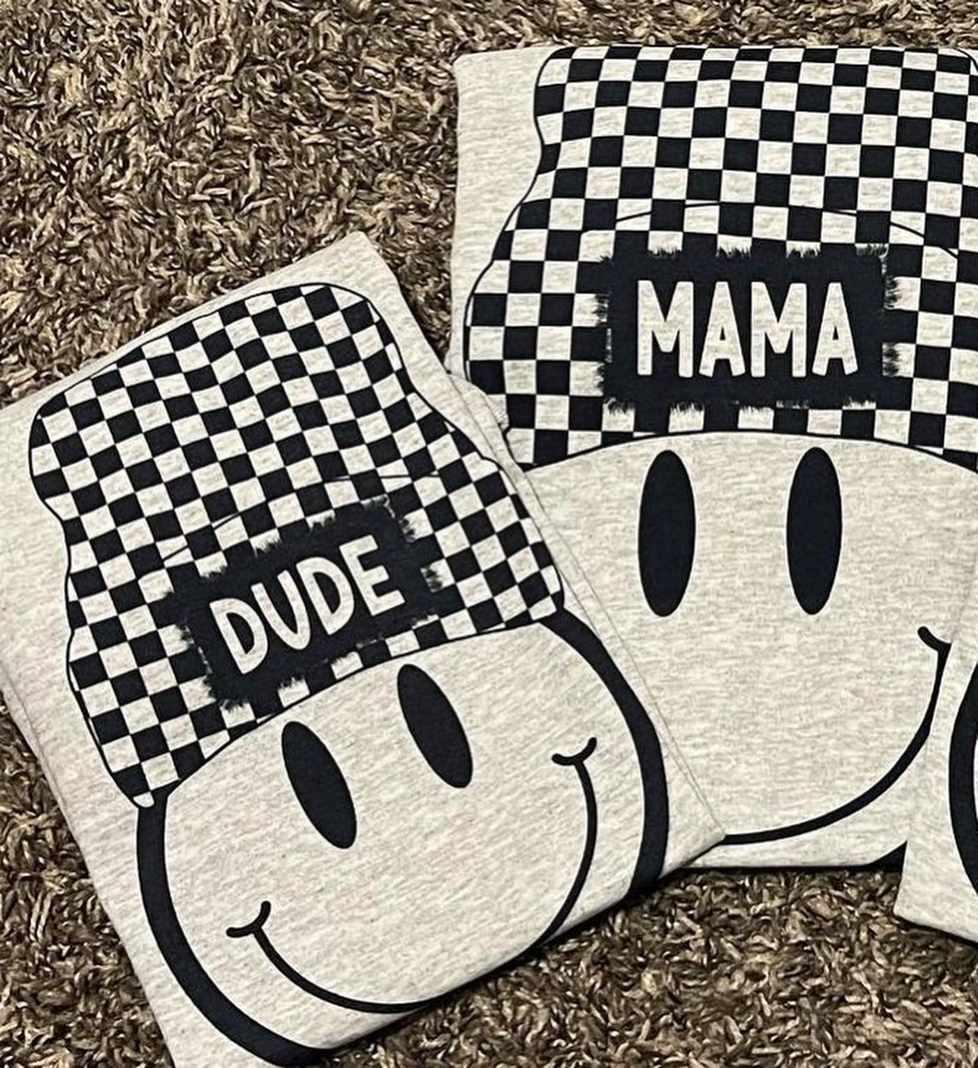 Checkered Beanie Mama Tee